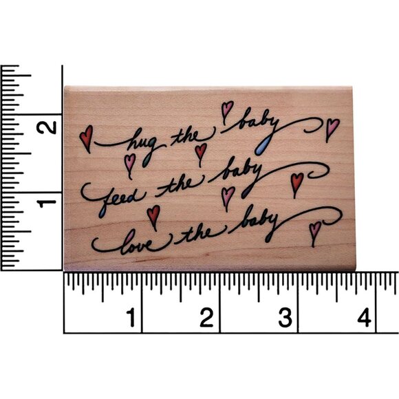 Stampendous "Love The Baby" Rubber Stamp Wood Block Open Line Design For Arts & - Picture 3 of 6